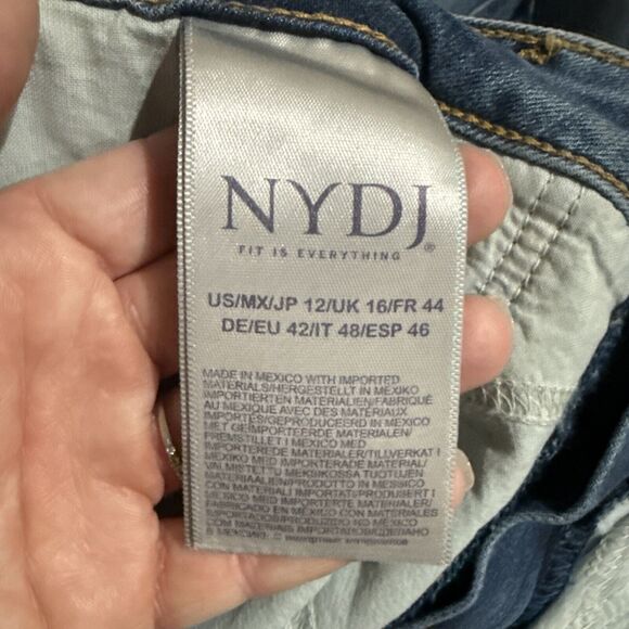 NYDJ Wide Leg Capri Jeans Rhodes Medium Wash Blue Denim Lift Tuck Size 12 New - Picture 9 of 14